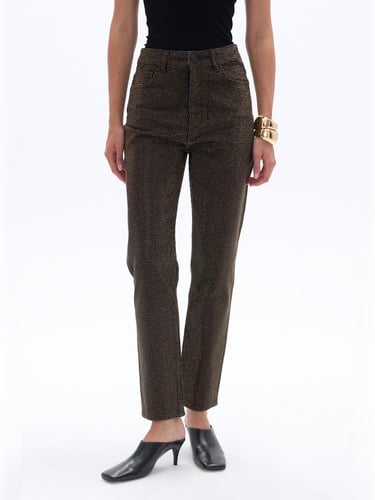  Taş Detaylı Mom Fit Jean Pantolon