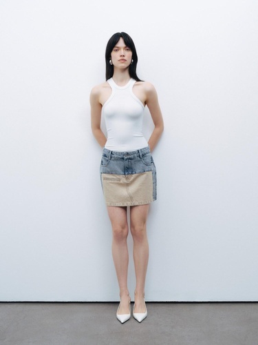  Yıkama Efektli Mini Denim Etek