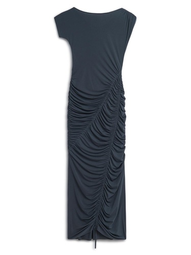  Drapeli Büzgülü Maxi Elbise