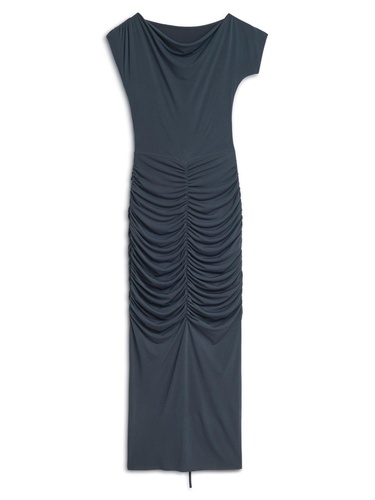  Drapeli Büzgülü Maxi Elbise