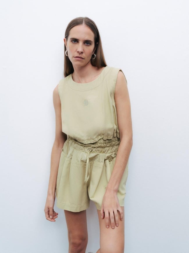  Baskı Detaylı Crop Top