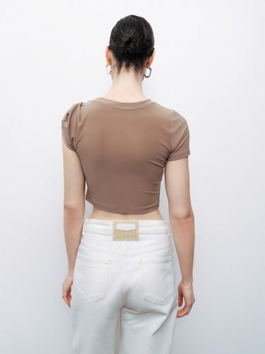  Burgu Detaylı Crop Top