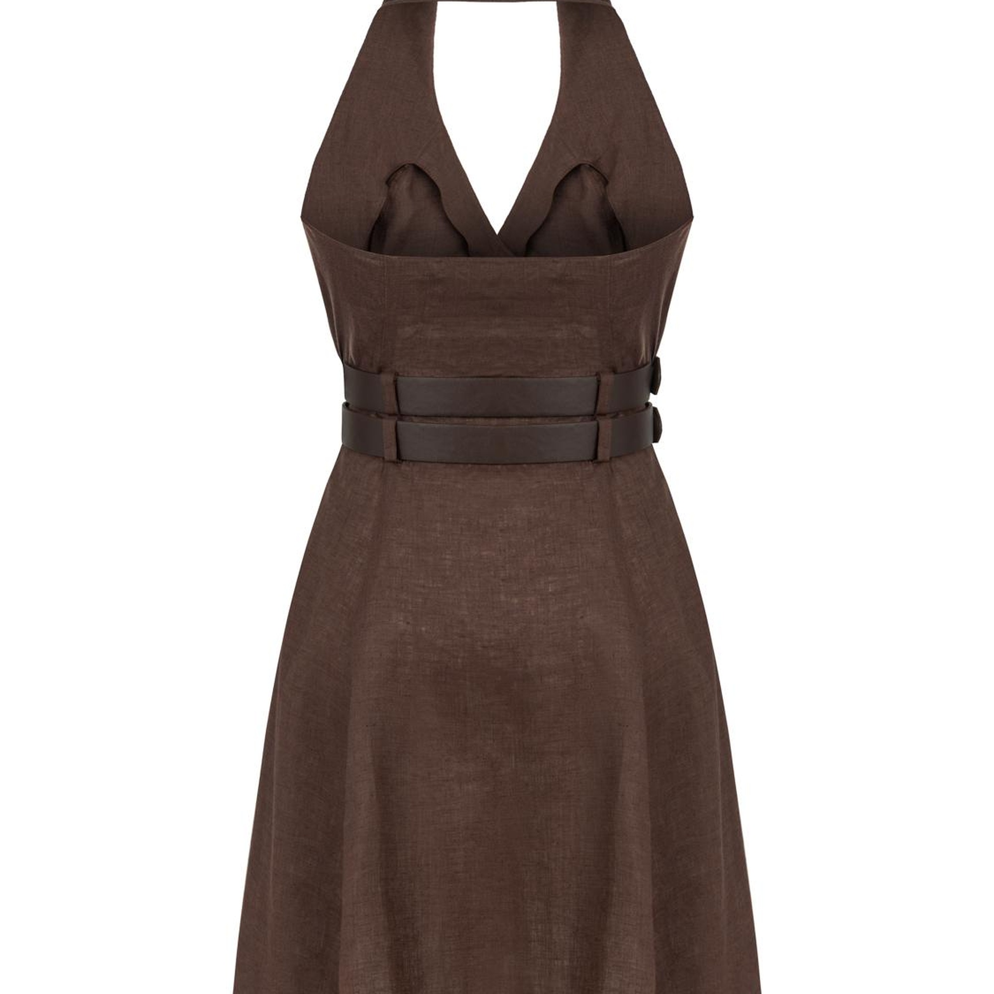 Çift Kemer Detaylı Mini Elbise