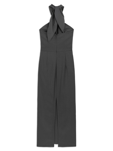  Boyundan Bağlamalı Midi Elbise