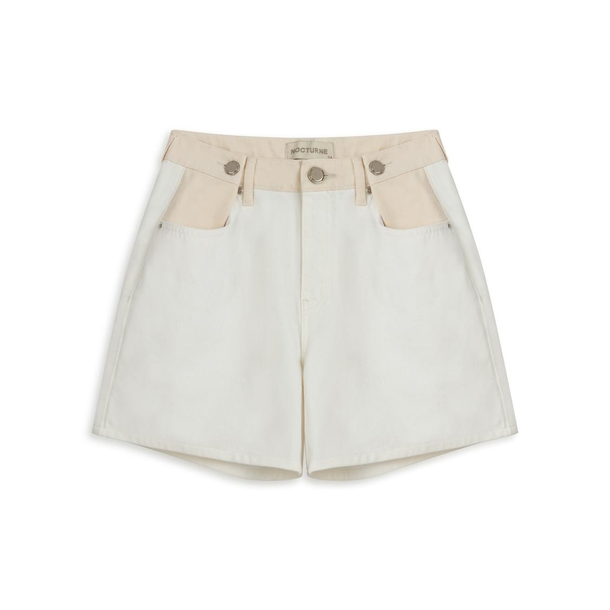 Metal Düğme Aksesuarlı Mini Denim Şort