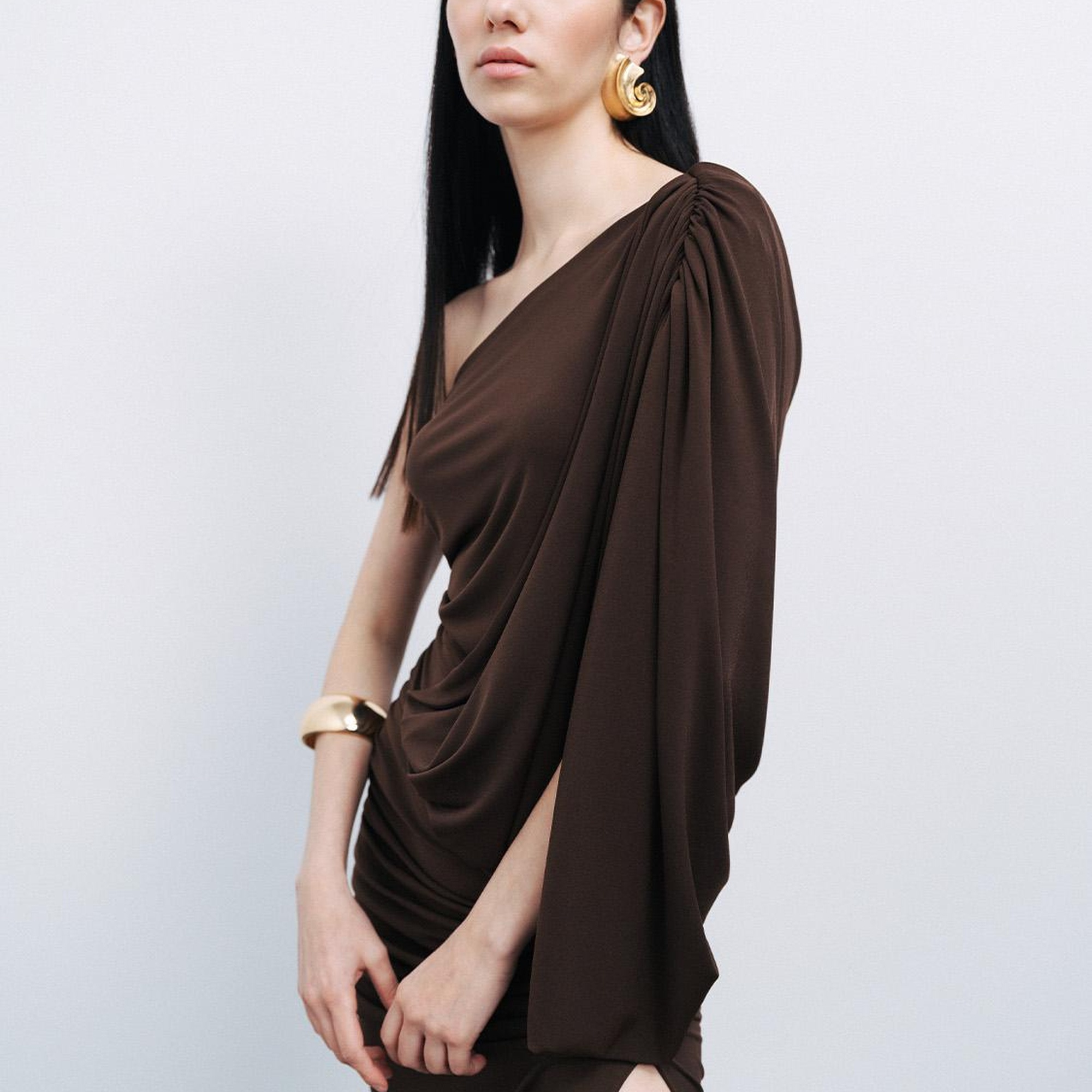 Drape Detaylı Maxi Elbise