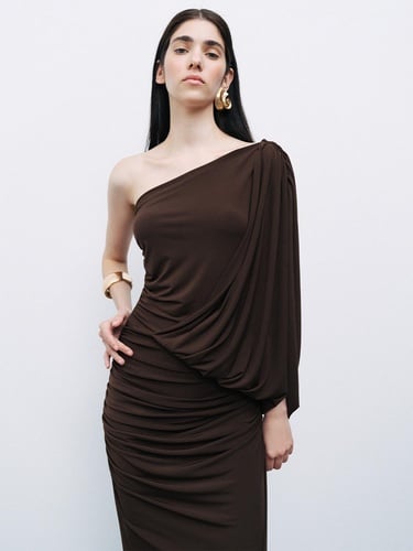  Drape Detaylı Maxi Elbise