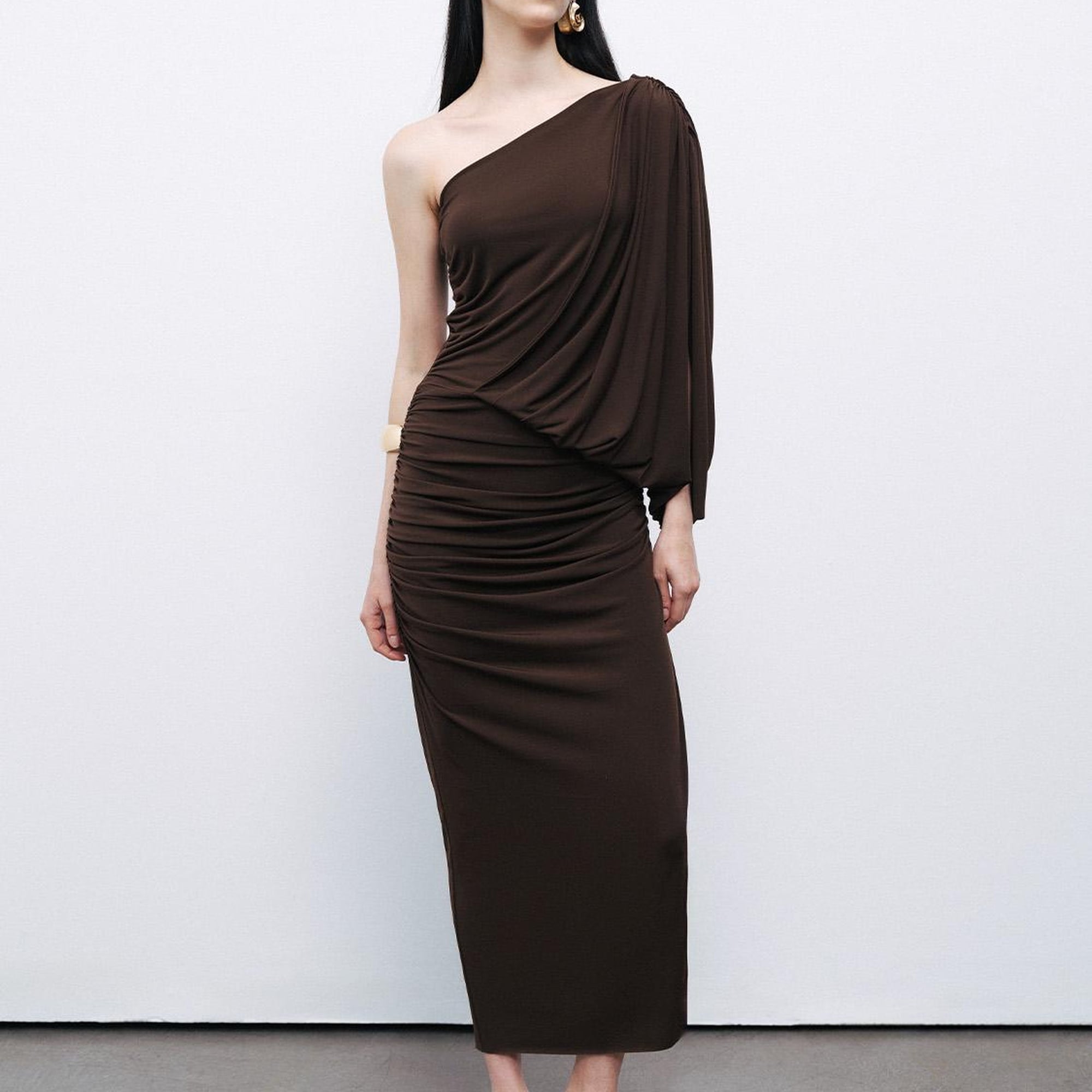 Drape Detaylı Maxi Elbise