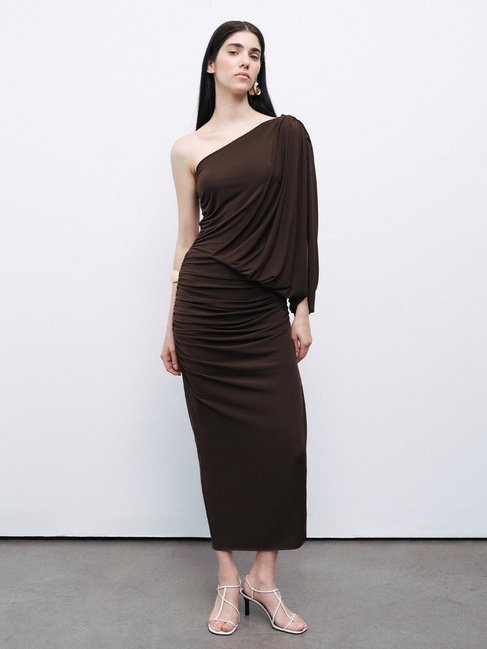  Drape Detaylı Maxi Elbise