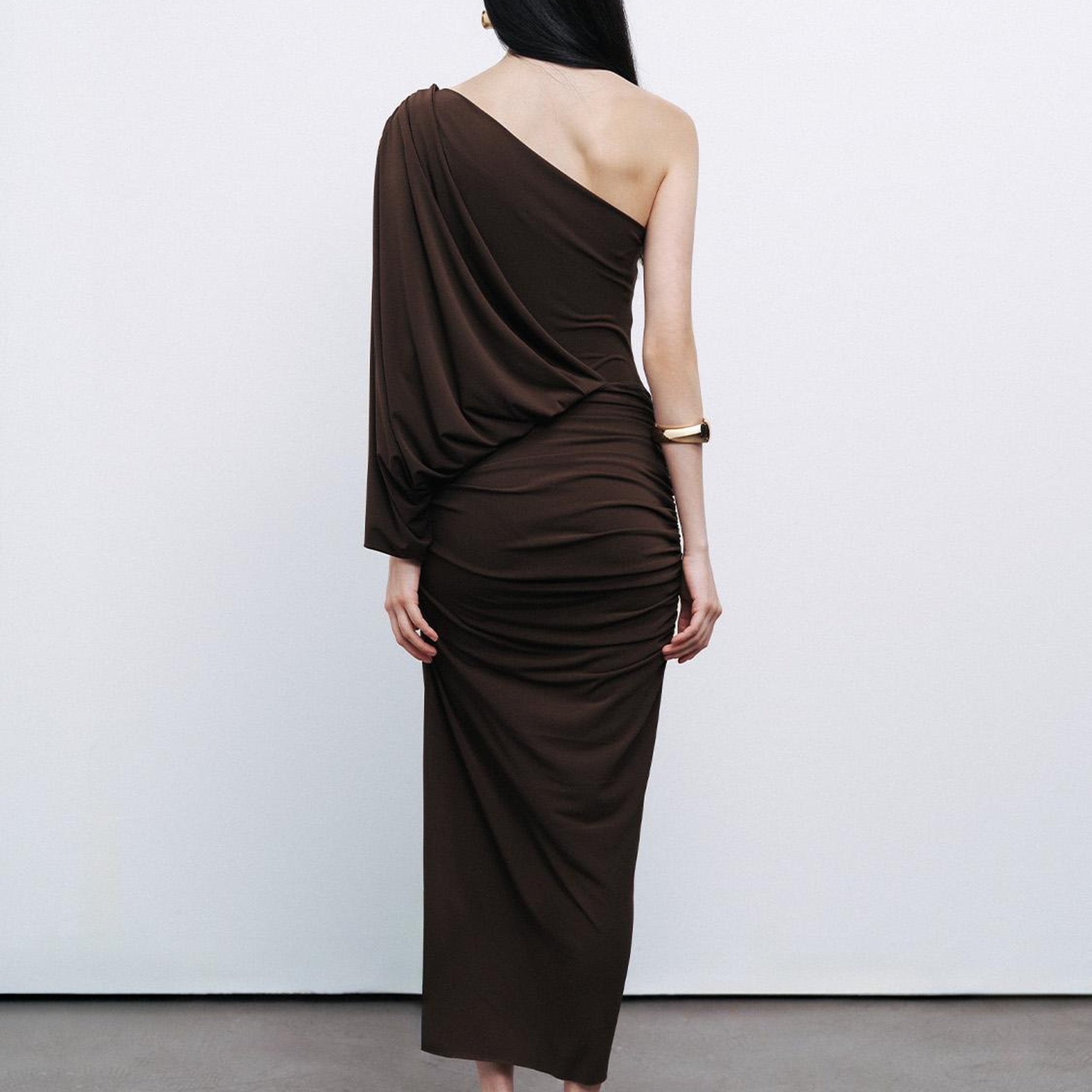 Drape Detaylı Maxi Elbise