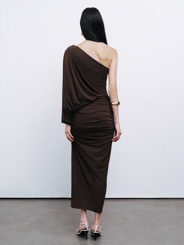  Drape Detaylı Maxi Elbise