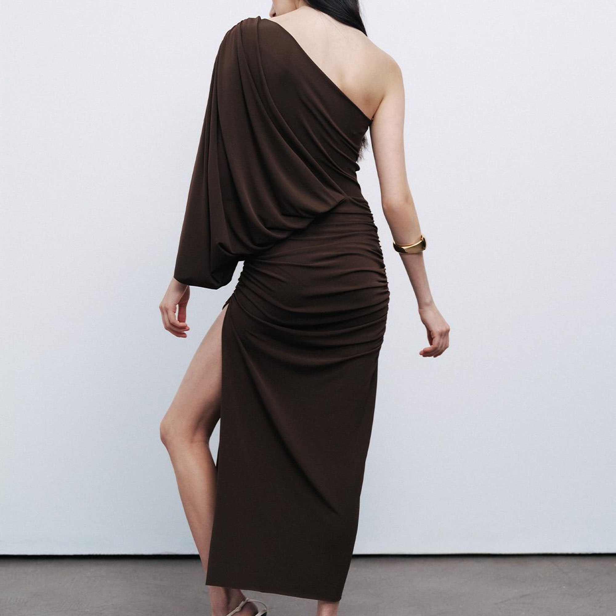 Drape Detaylı Maxi Elbise