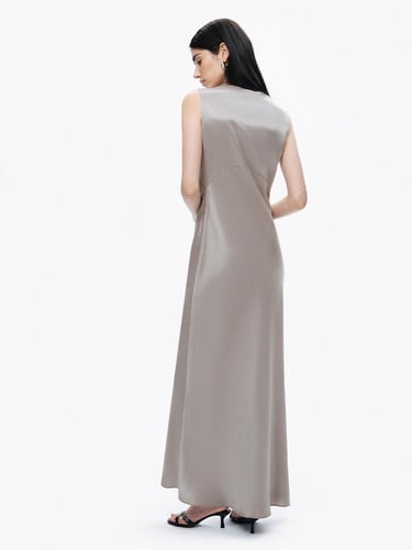  Degaje Yaka Maxi Elbise