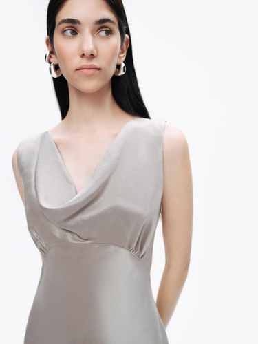  Degaje Yaka Maxi Elbise