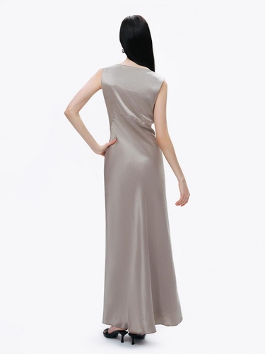  Degaje Yaka Maxi Elbise