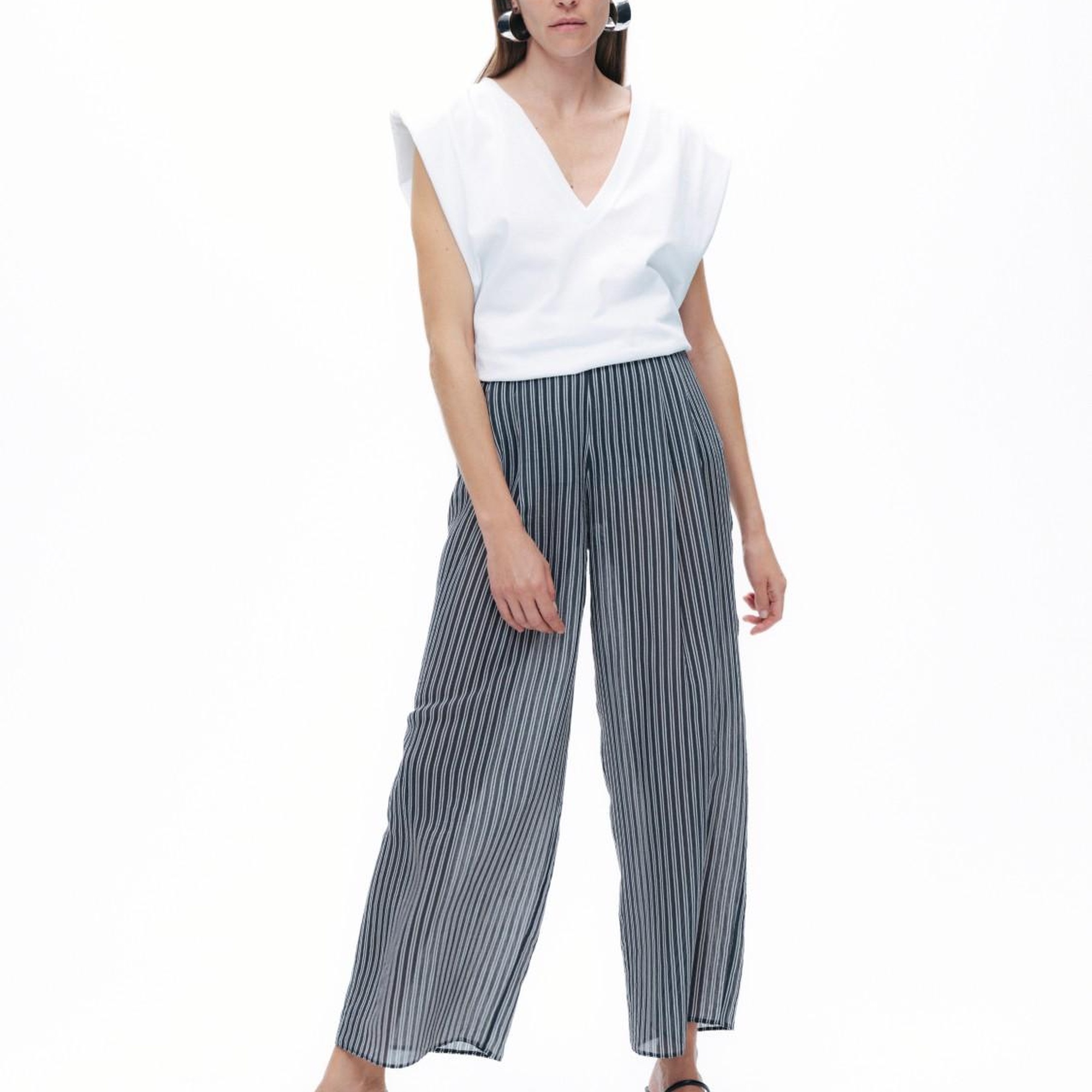 Çizgili Transparan Pantolon