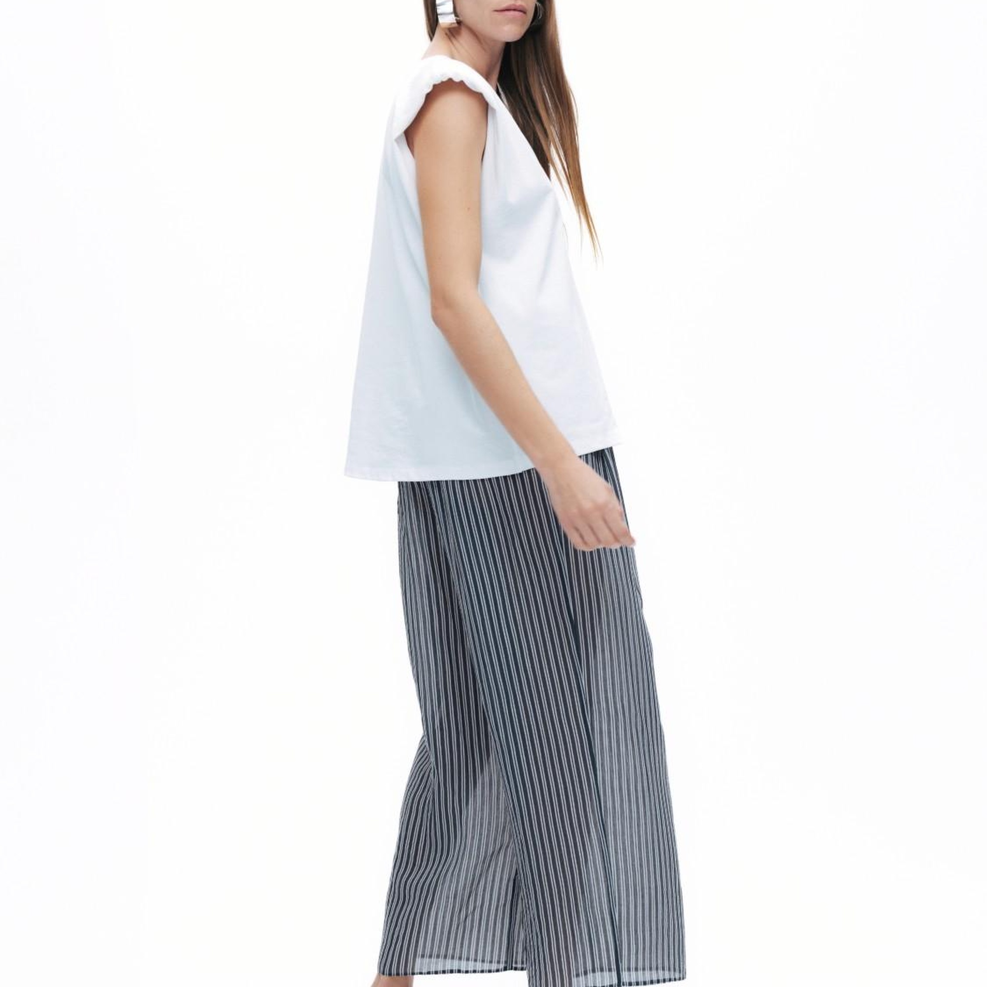 Çizgili Transparan Pantolon