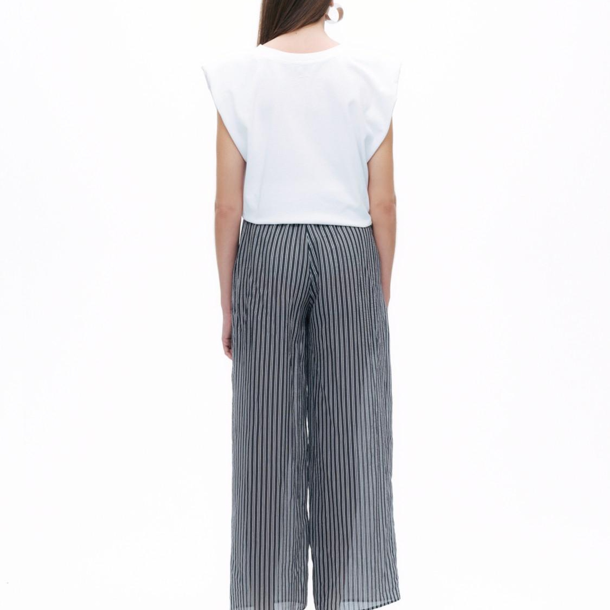 Çizgili Transparan Pantolon