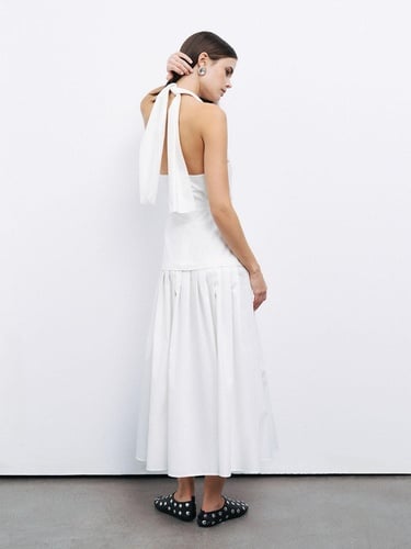  Boyundan Bağlamalı Maxi Elbise