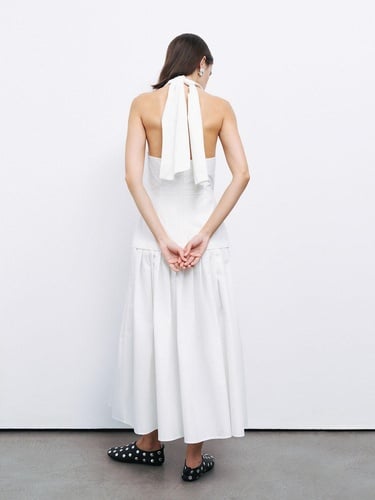  Boyundan Bağlamalı Maxi Elbise