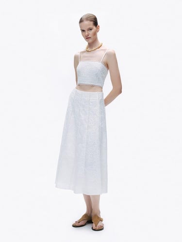  Brode Detaylı Midi Etek