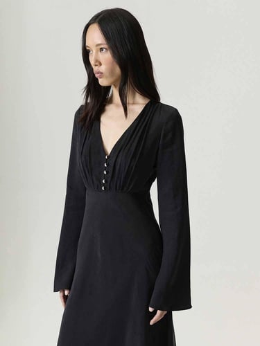  Kristal Düğme Aksesuarlı Maxi Elbise