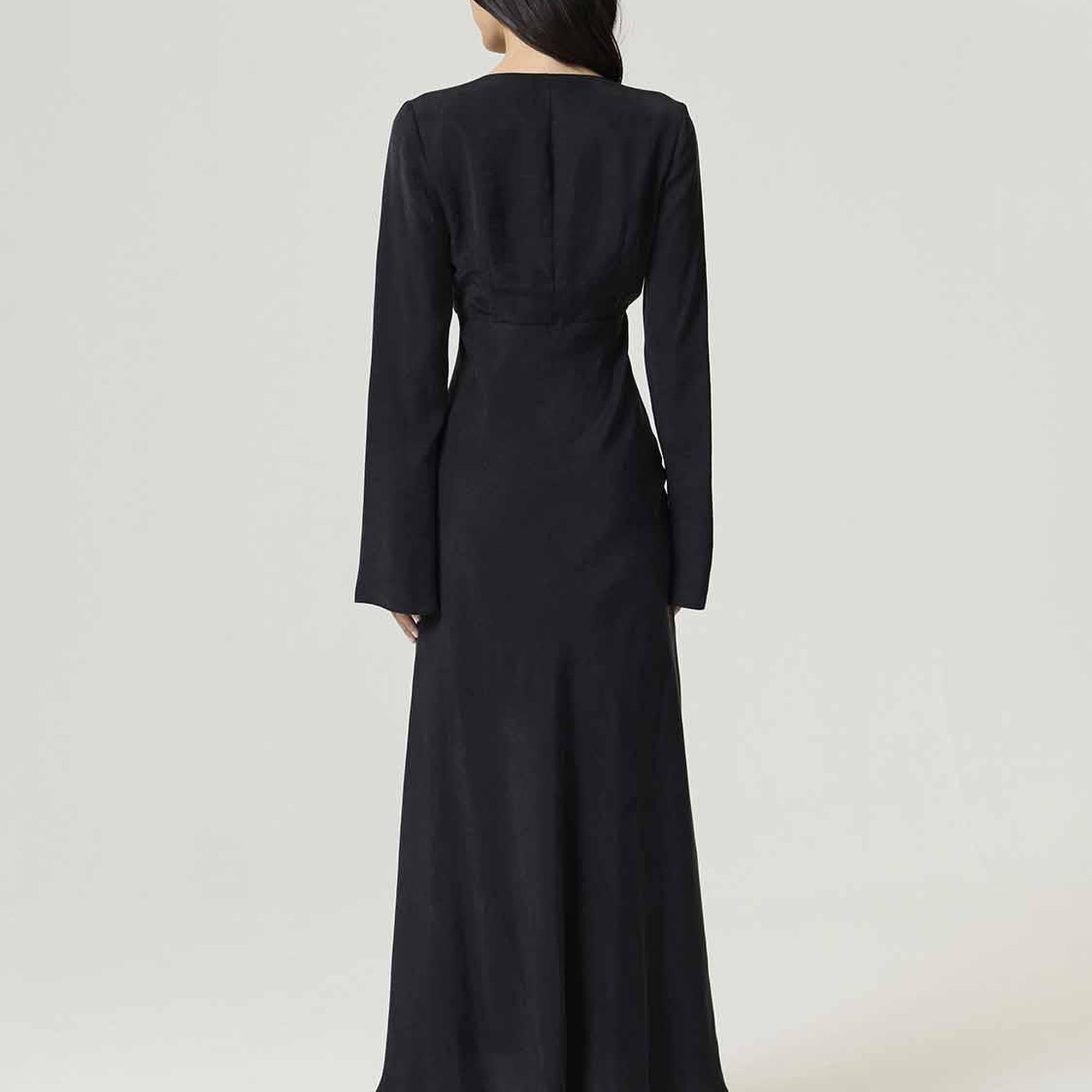 Kristal Düğme Aksesuarlı Maxi Elbise