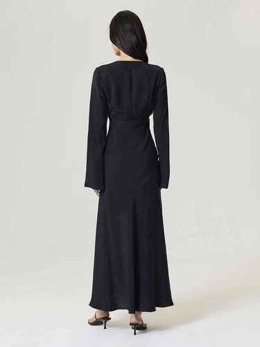  Kristal Düğme Aksesuarlı Maxi Elbise