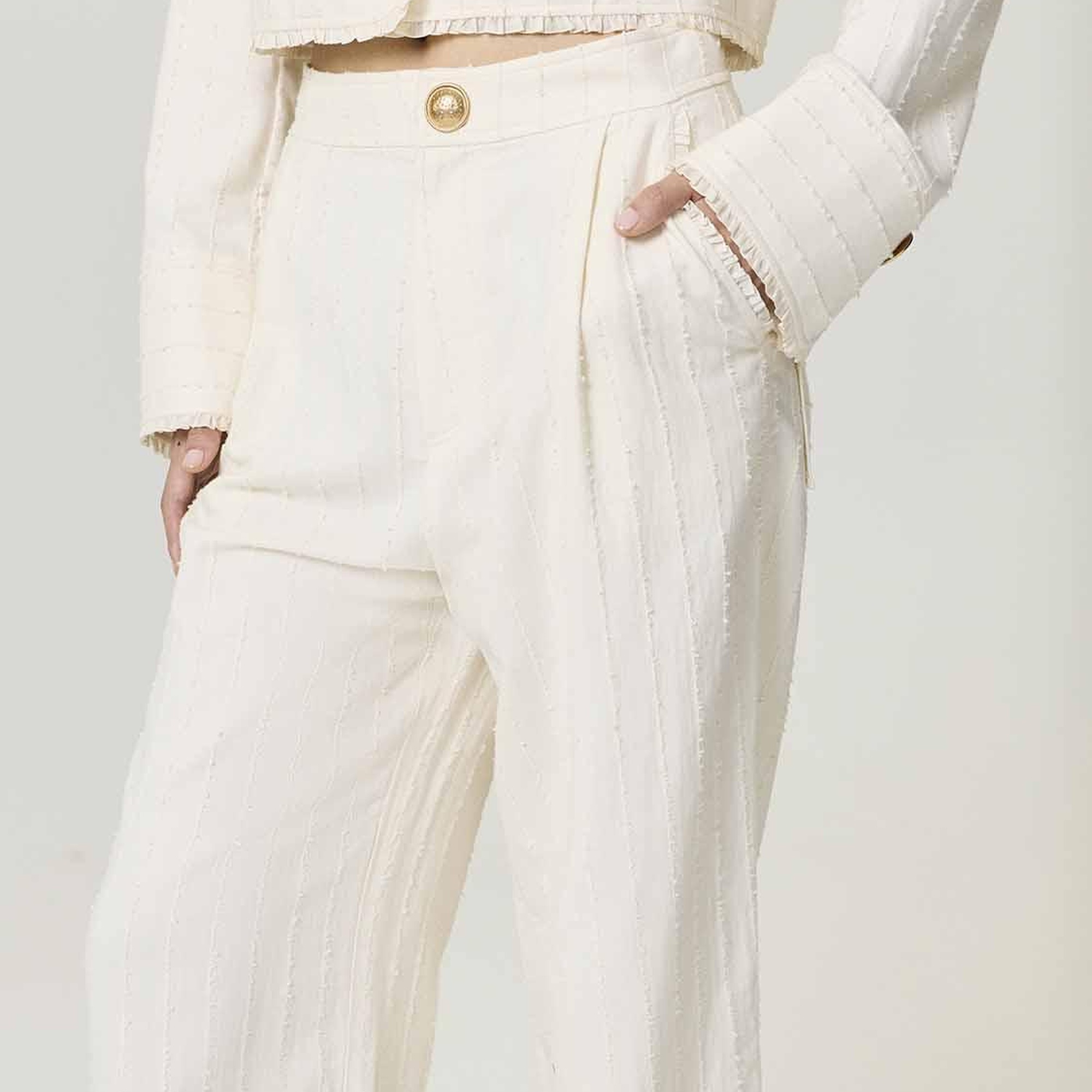 Şerit Fırfırlı Pantolon