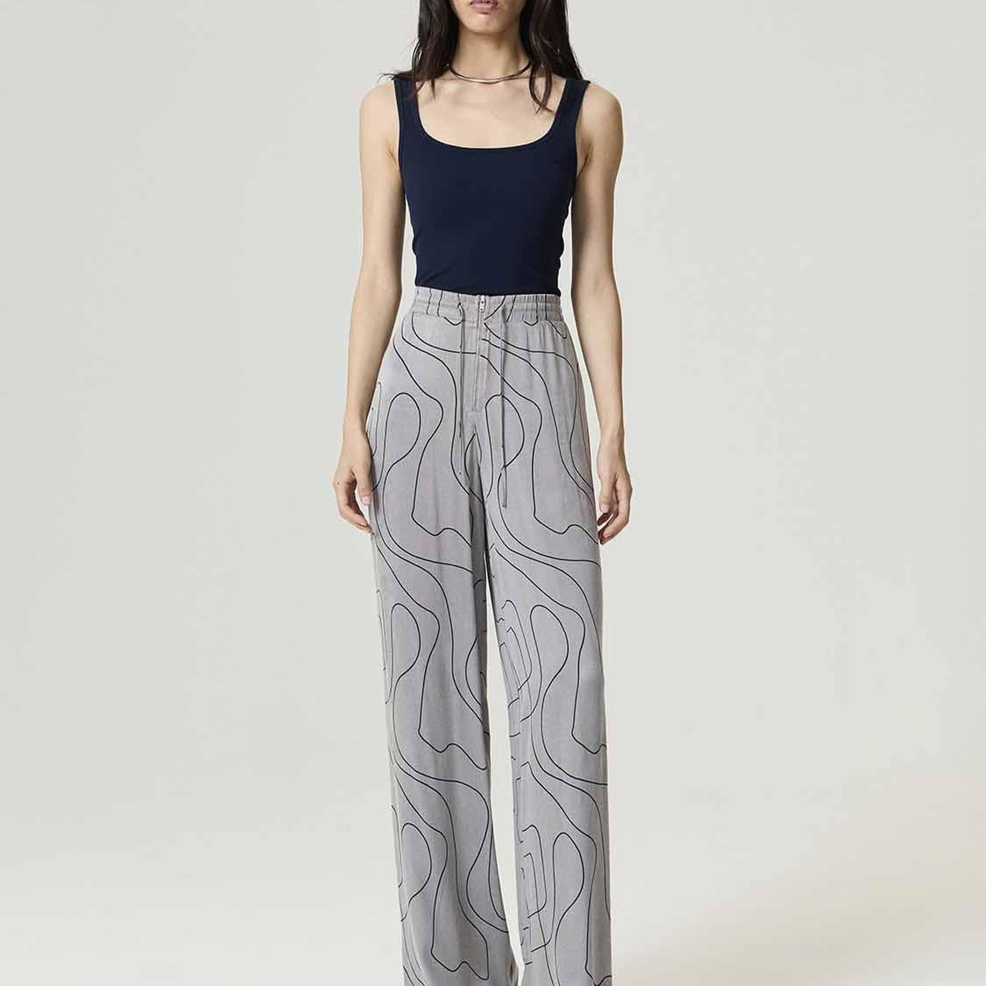 Dökümlü Geniş Paça Pantolon