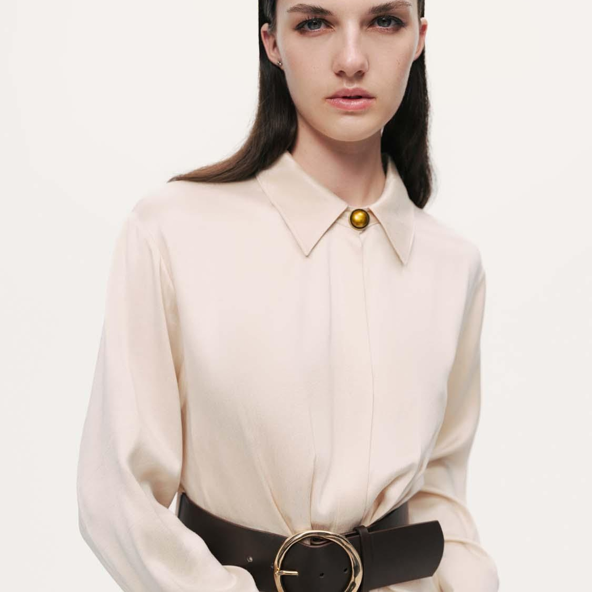 Drape Detaylı Kemerli Maxi Elbise