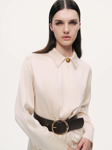  Drape Detaylı Kemerli Maxi Elbise