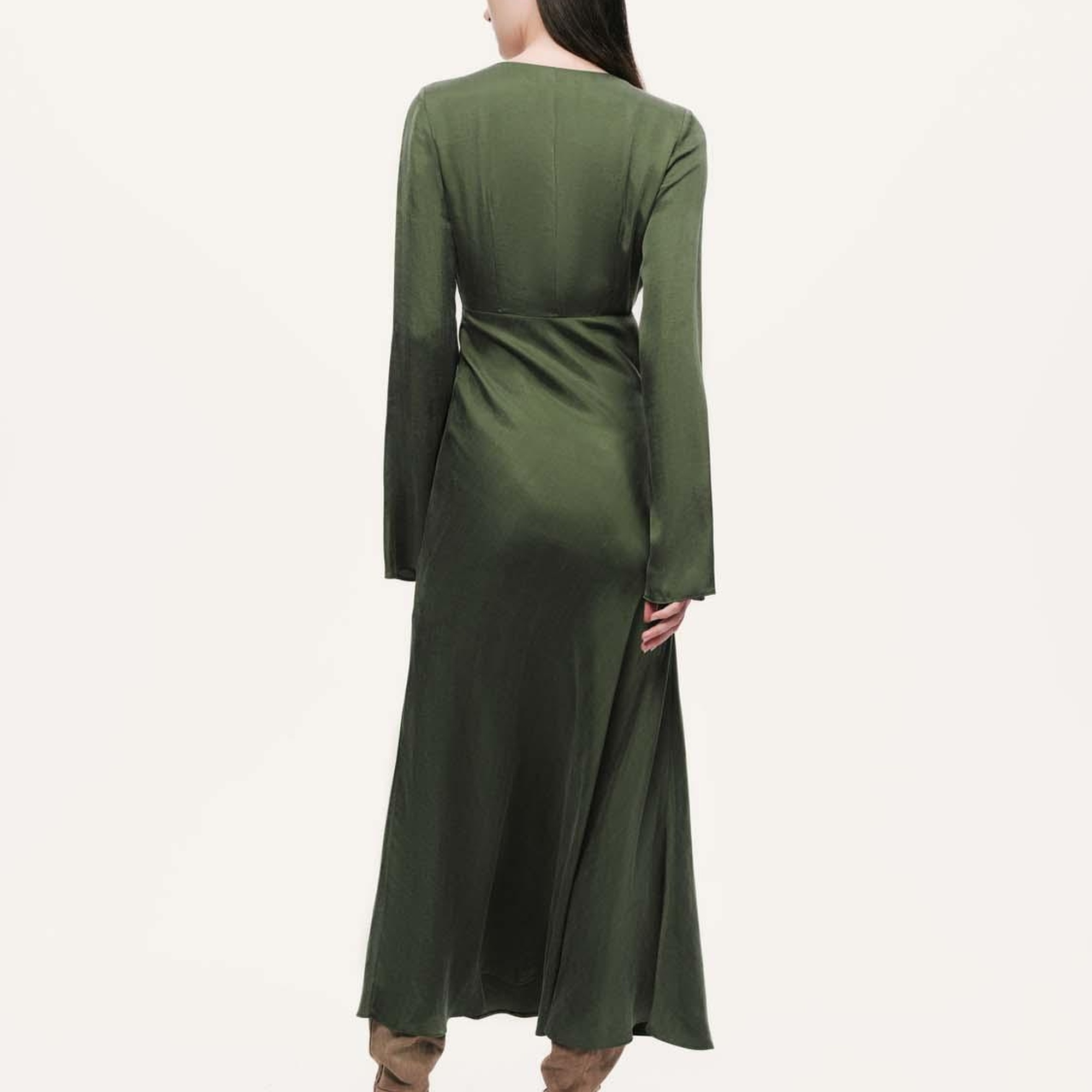 Kristal Düğme Aksesuarlı Maxi Elbise