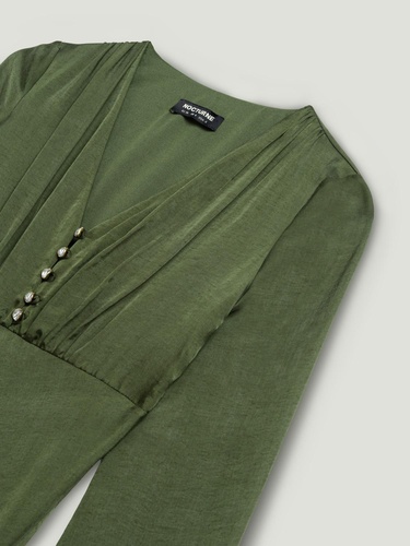  Kristal Düğme Aksesuarlı Maxi Elbise