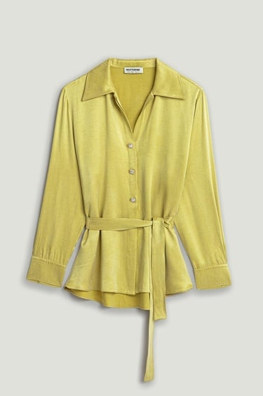  Belden Kuşak Bağlamalı Gömlek