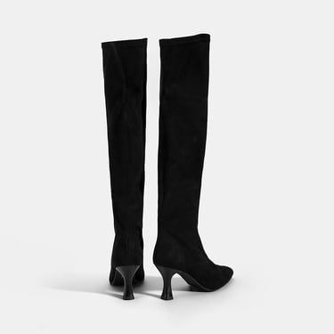  Kadın Siyah İnce Topuklu Stretch Çizme