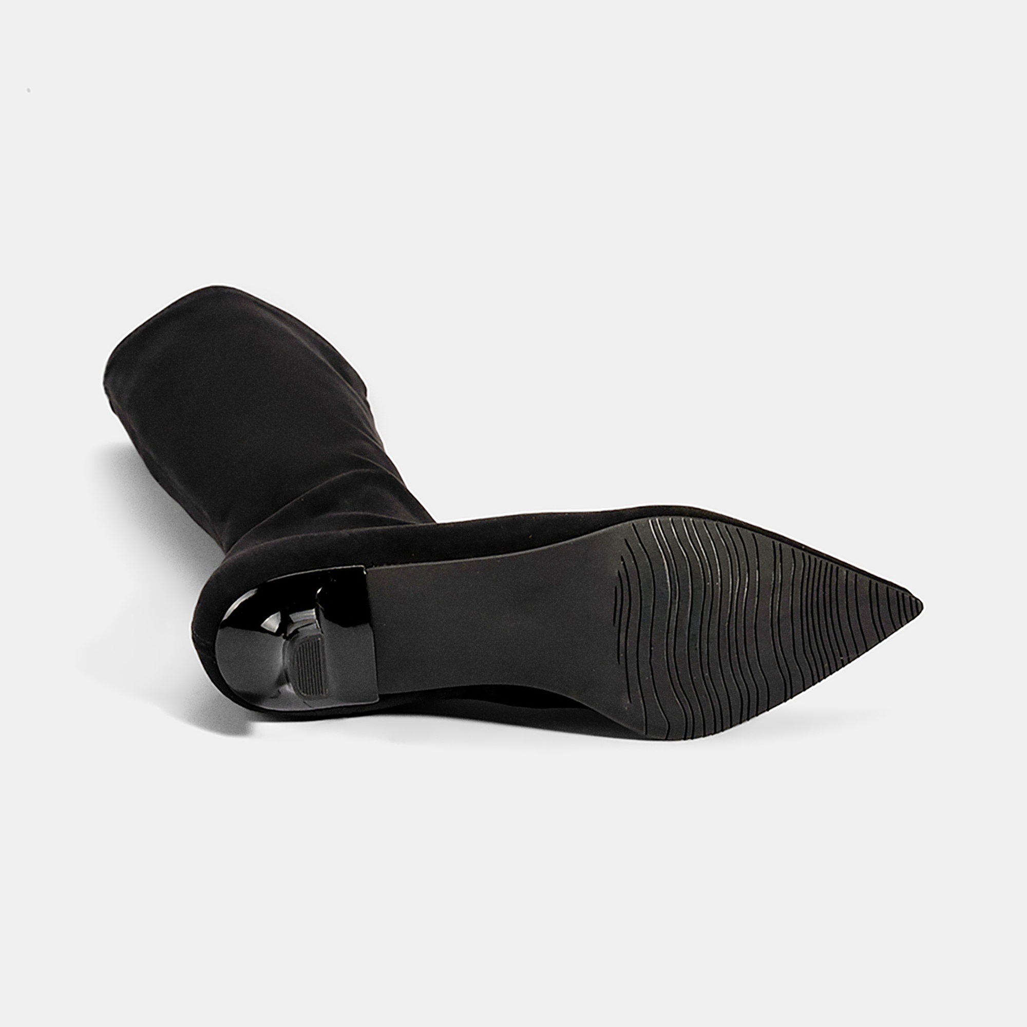 Kadın Siyah Sivri Burunlu Topuklu Stretch Çizme