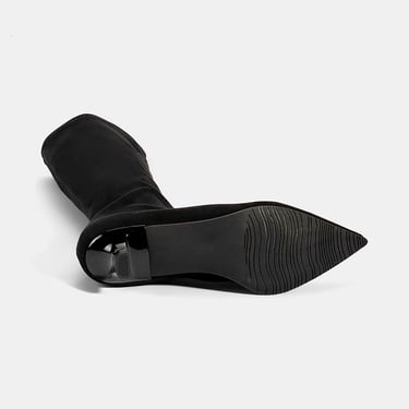  Kadın Siyah Sivri Burunlu Topuklu Stretch Çizme