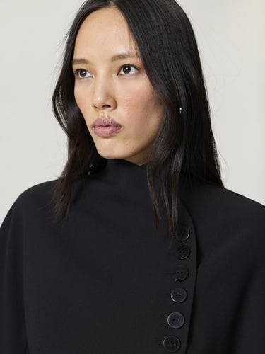  Asimetrik Düğme Kapamalı Ceket