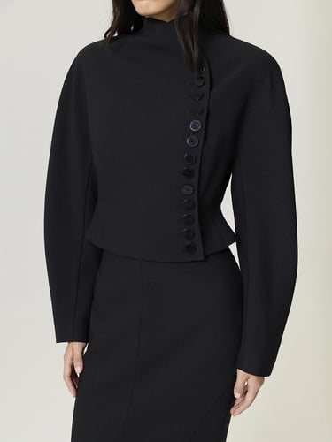  Asimetrik Düğme Kapamalı Ceket