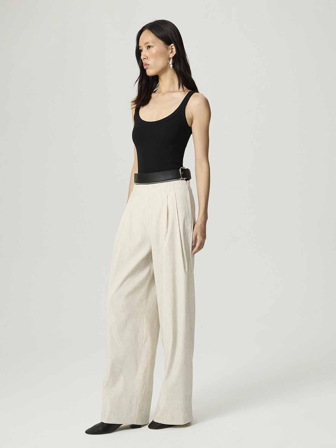  Kemer ve Fermuar Detaylı Pantolon