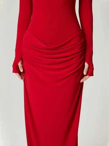  Balıkçı Yaka Maxi Elbise