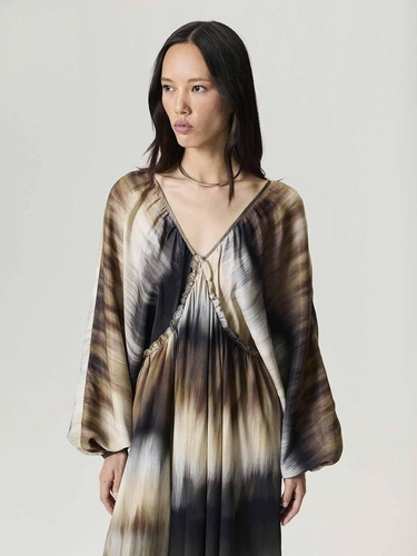  Batik Desenli Maxi Elbise