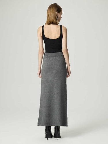  Taş Detaylı Triko Maxi Etek