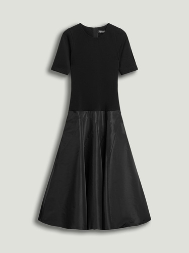  Tafta Detaylı Midi Elbise