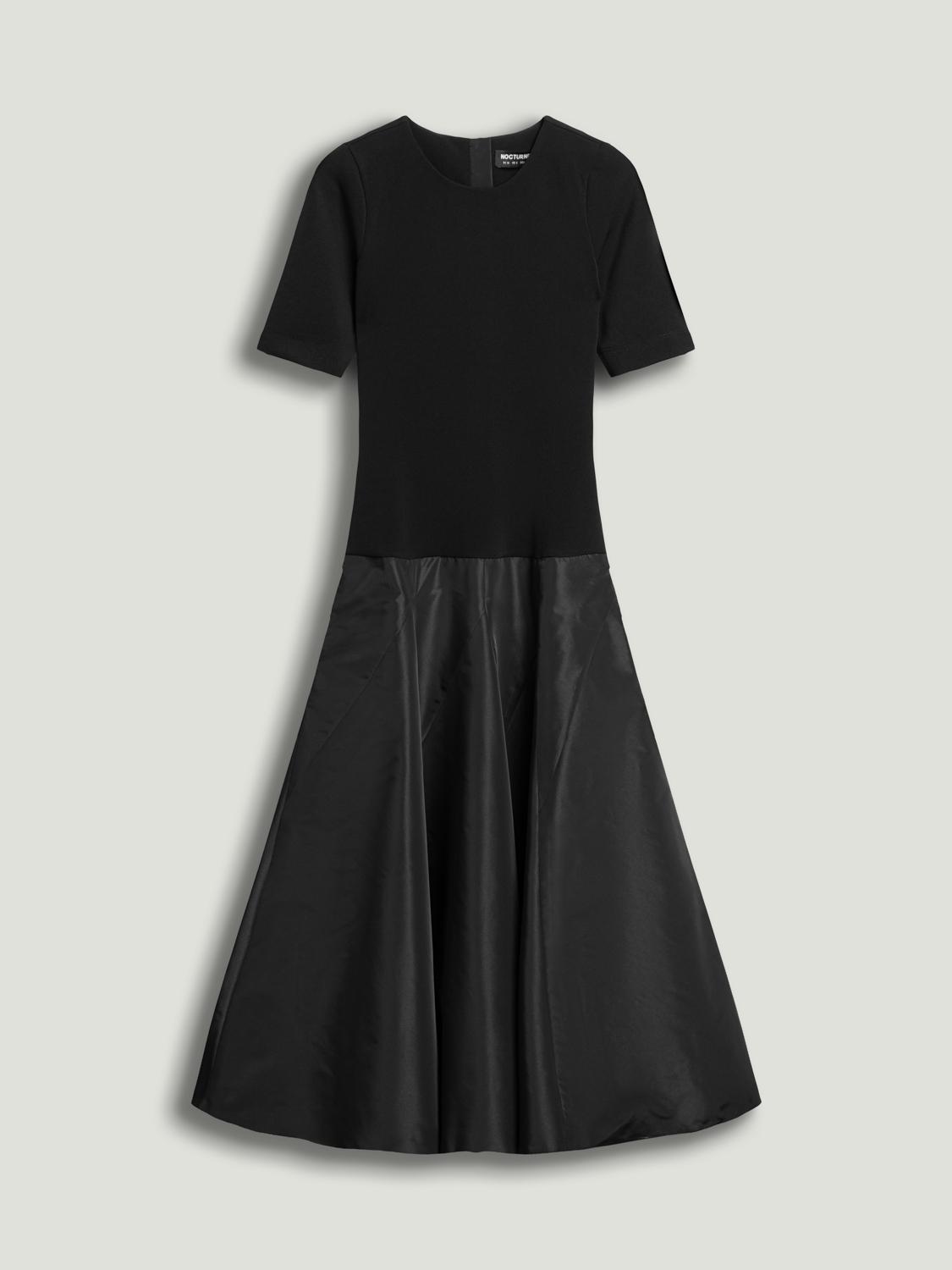  Tafta Detaylı Midi Elbise