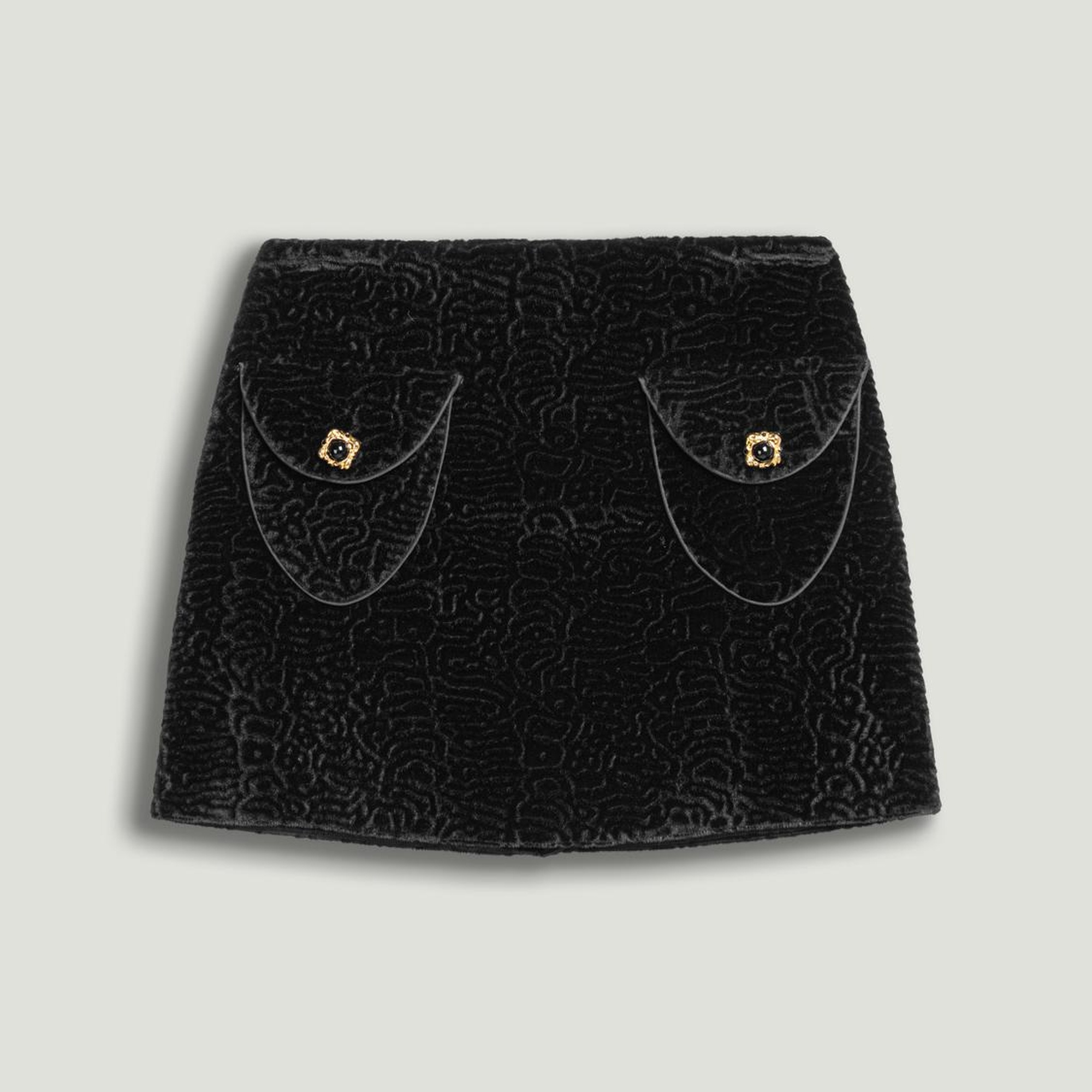 Aksesuarlı Süet Mini Etek