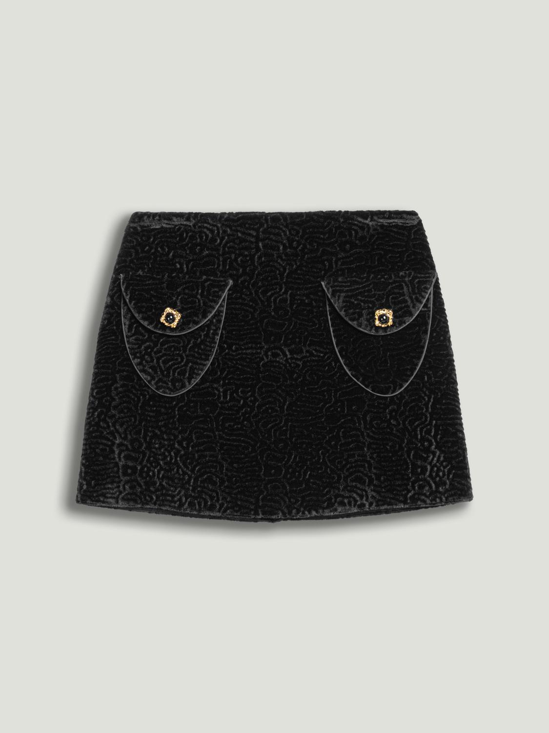  Aksesuarlı Süet Mini Etek