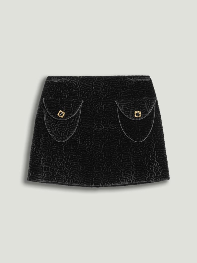  Aksesuarlı Süet Mini Etek