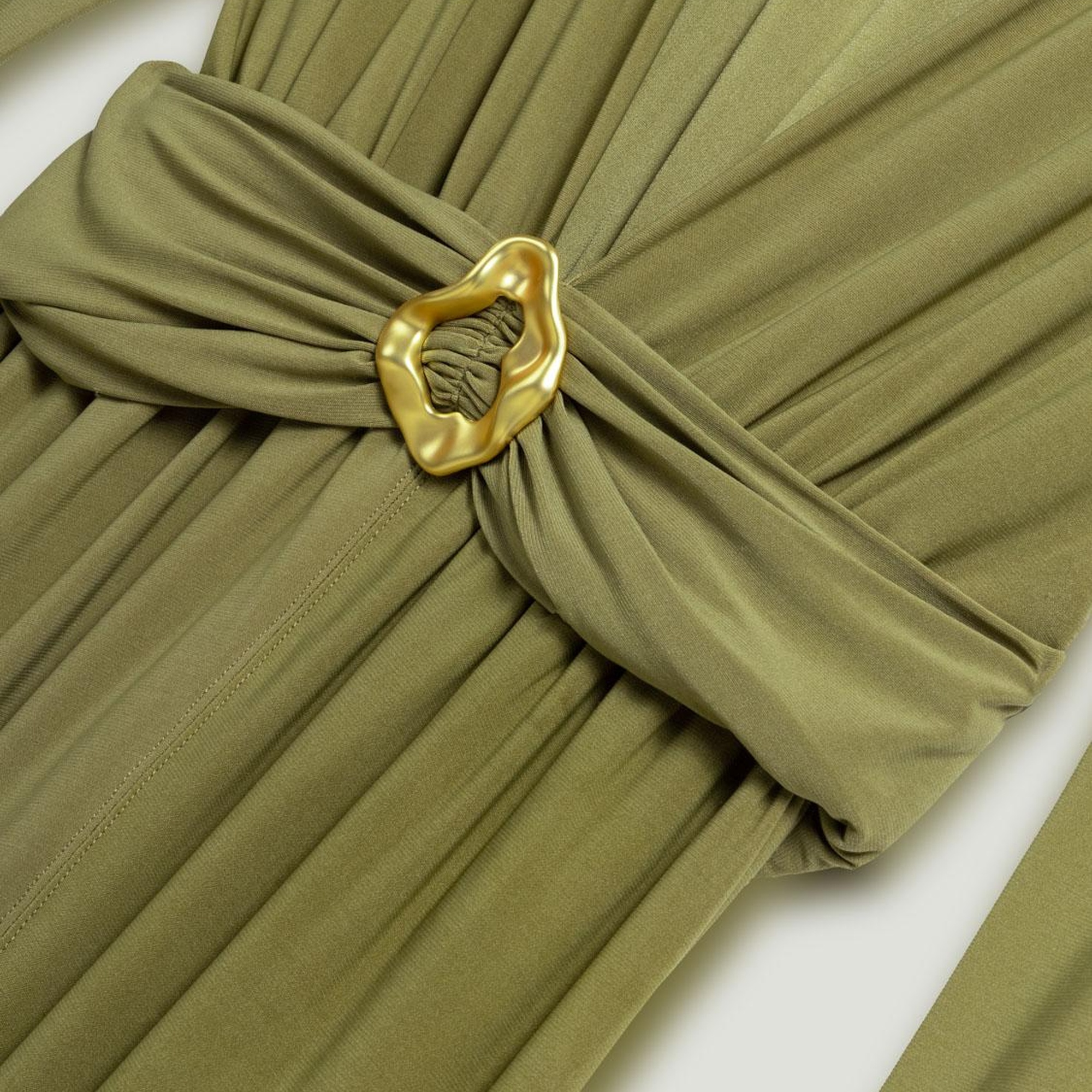 Bel Aksesuar Detaylı Maxi Elbise